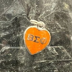 1978 Beta Sigma Phi Balfour Charm Silver and Orange Enamel - Vintage